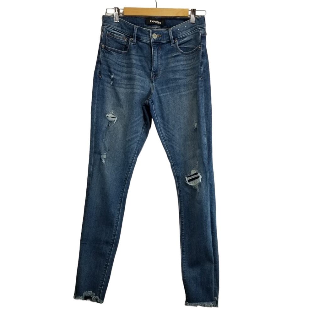 Express Jeans 6 Long Stretch Plus Denim Perfect Ankle Legging Mid Rise 29 inseam - Picture 7 of 7